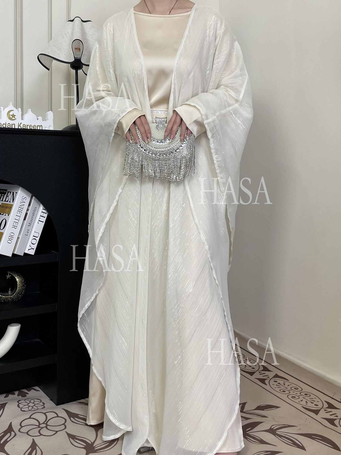 HS6571 Gold embellished long Abaya skirt set