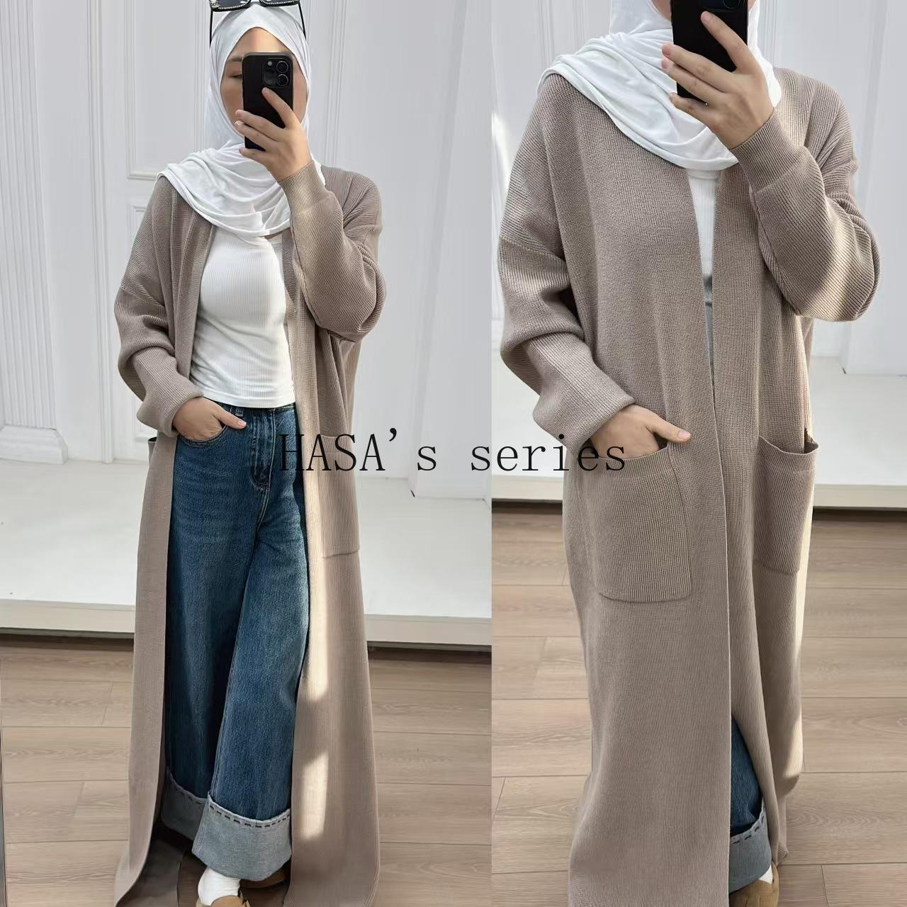 HS5439 Temperament Knitted Cardigan - Autumn and Winter Thick Loose Long Dress long  sleeve