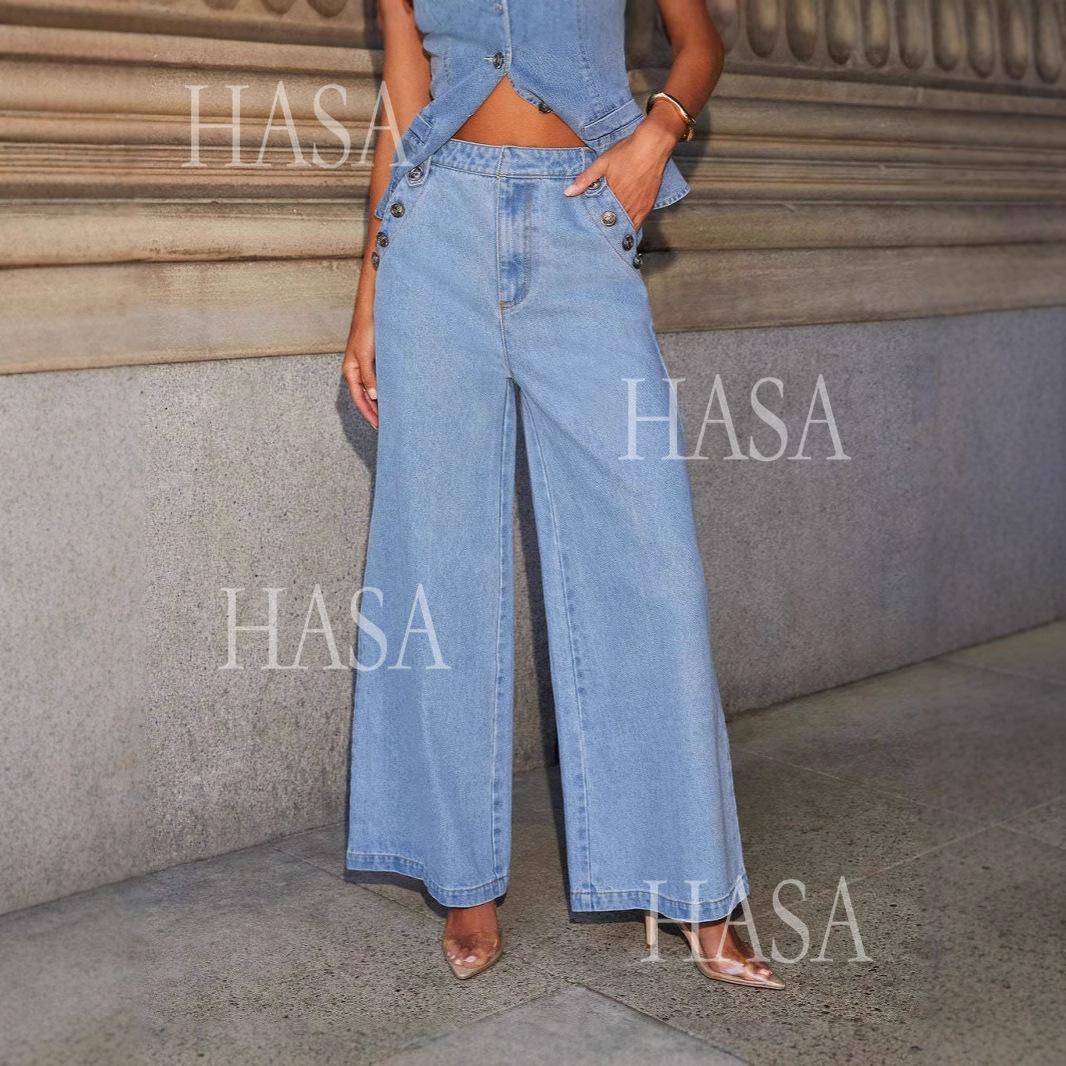 HASA HS6099 Casual Chic Denim Two Piece Outfit for Women