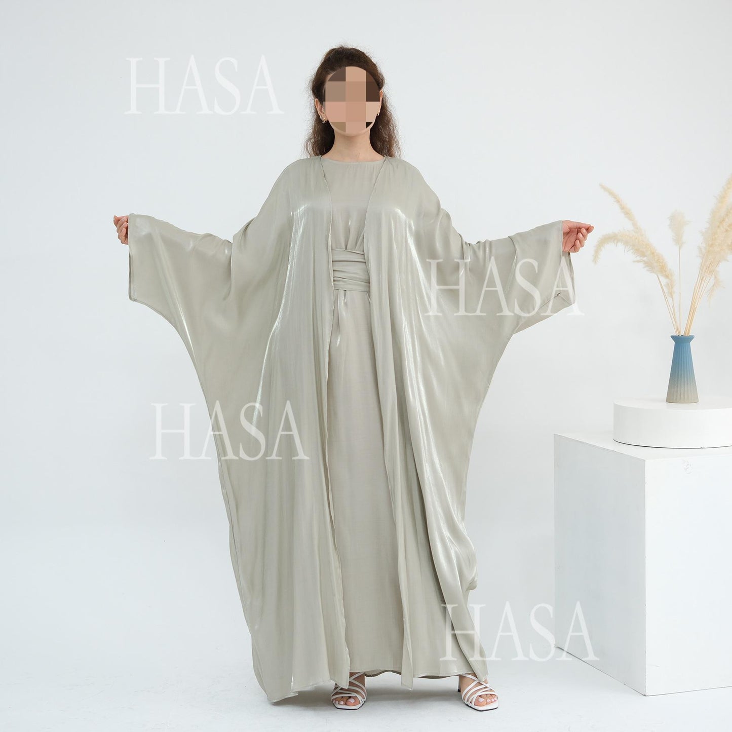 HS6530 Solid color simple two-piece long skirt suit