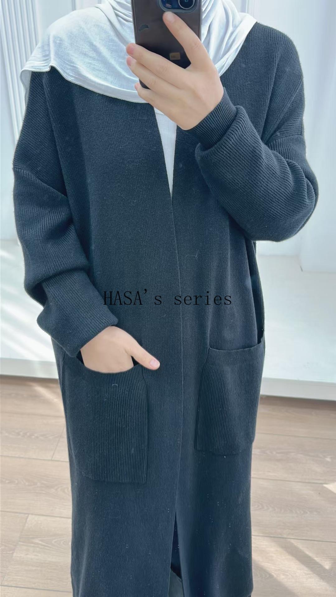 HS5439 Temperament Knitted Cardigan - Autumn and Winter Thick Loose Long Dress long  sleeve