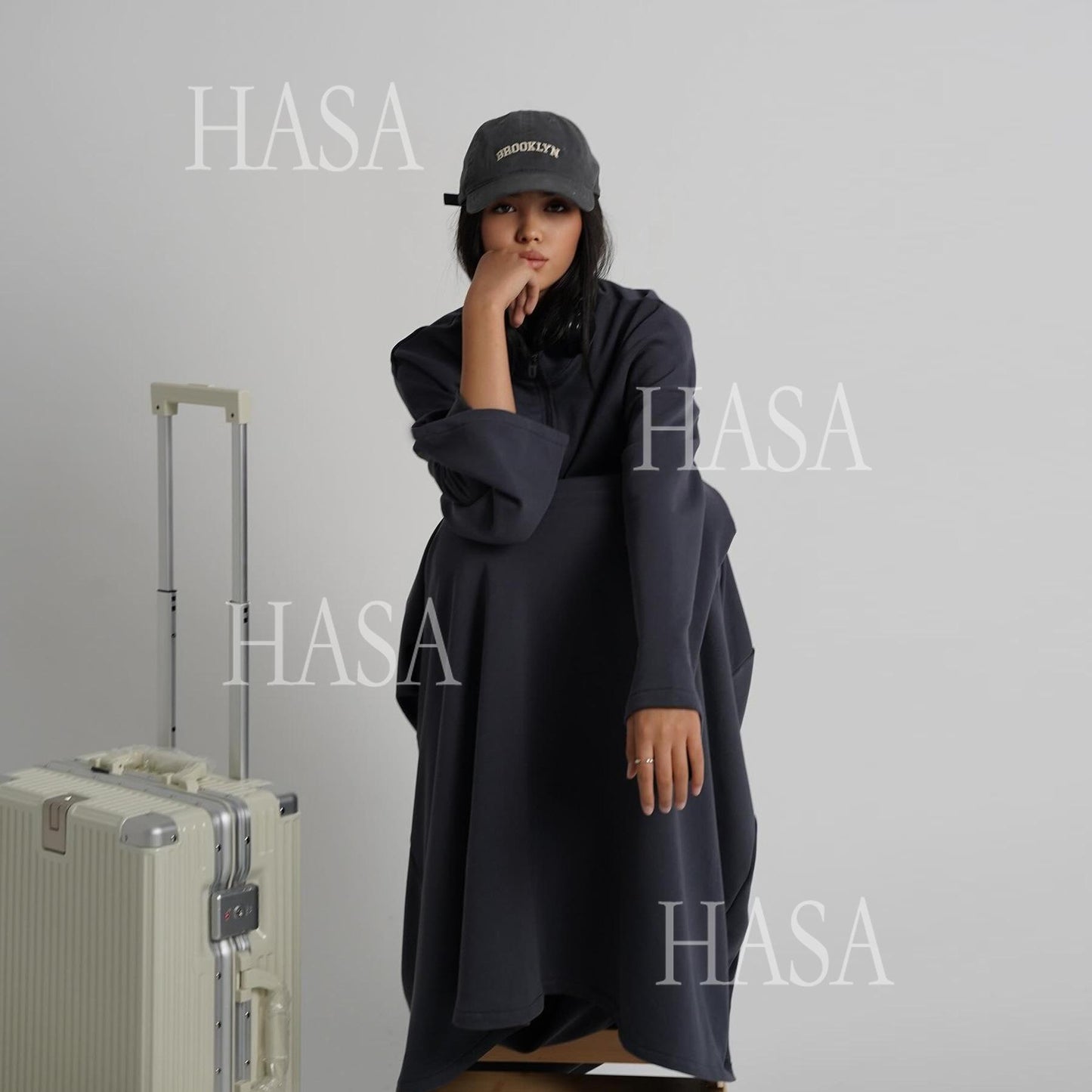 HASA HS6783 Cool Streetwear Maxi Skirt and Loose Top Set