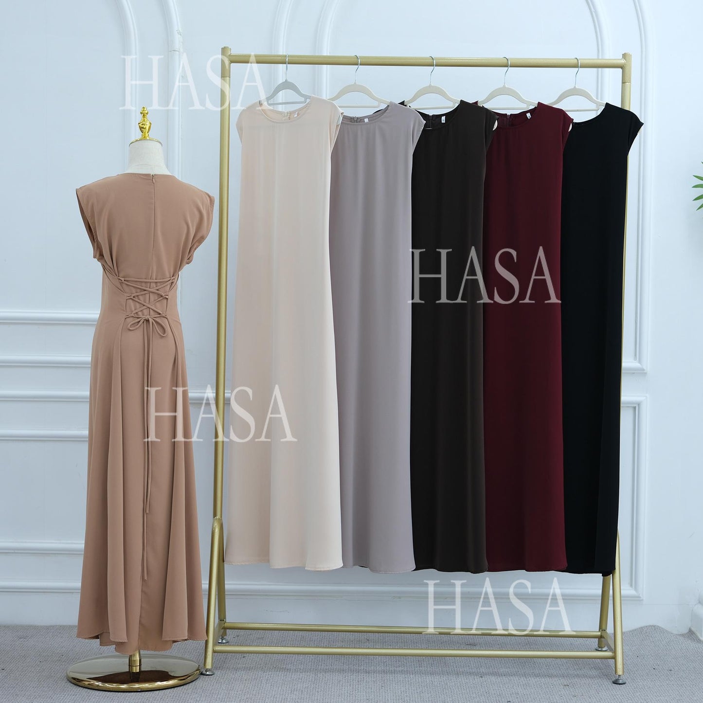 HS6470 Sleeveless Long Dress with Adjustable Back Lacing