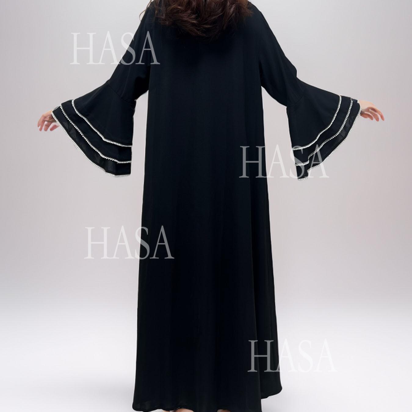HS6543 Elegant Abaya with Hand-Embroidered Pearl Details