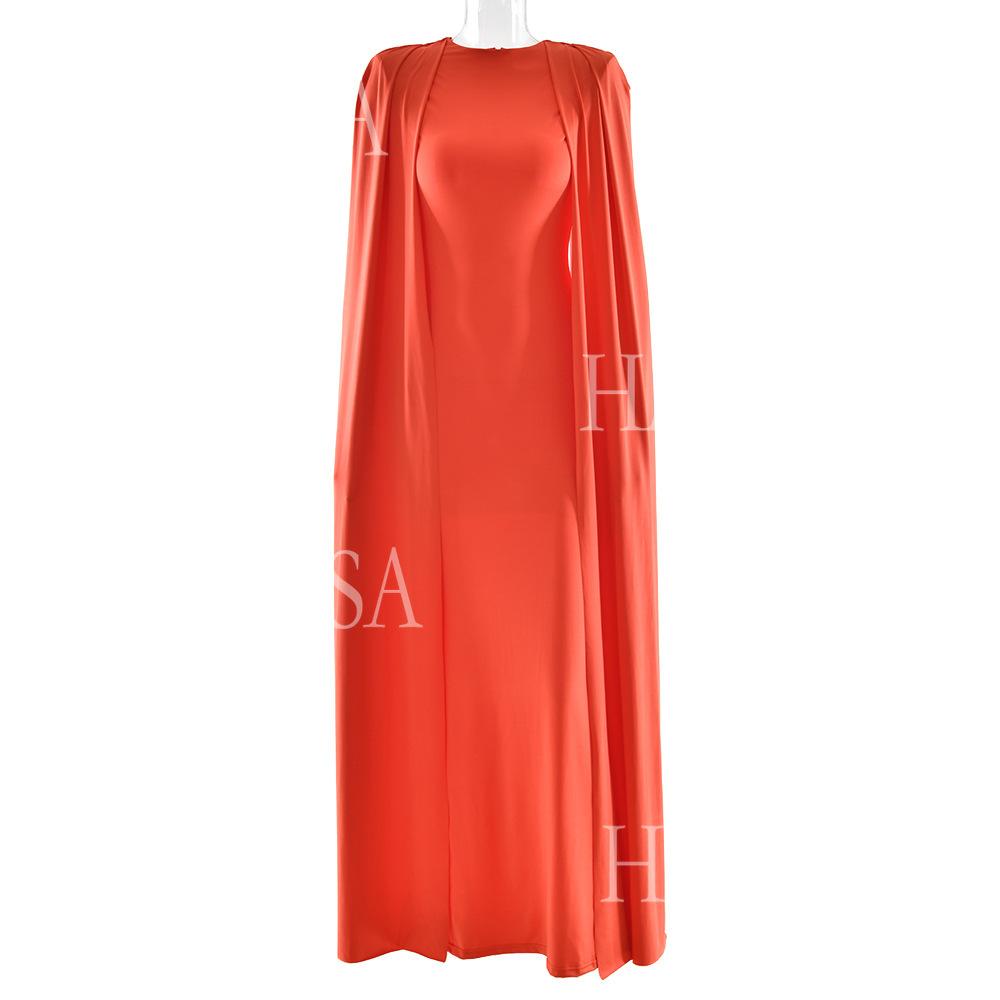 HASA HS6774 Luxury Long Sleeve Cape Style Bodycon Dress