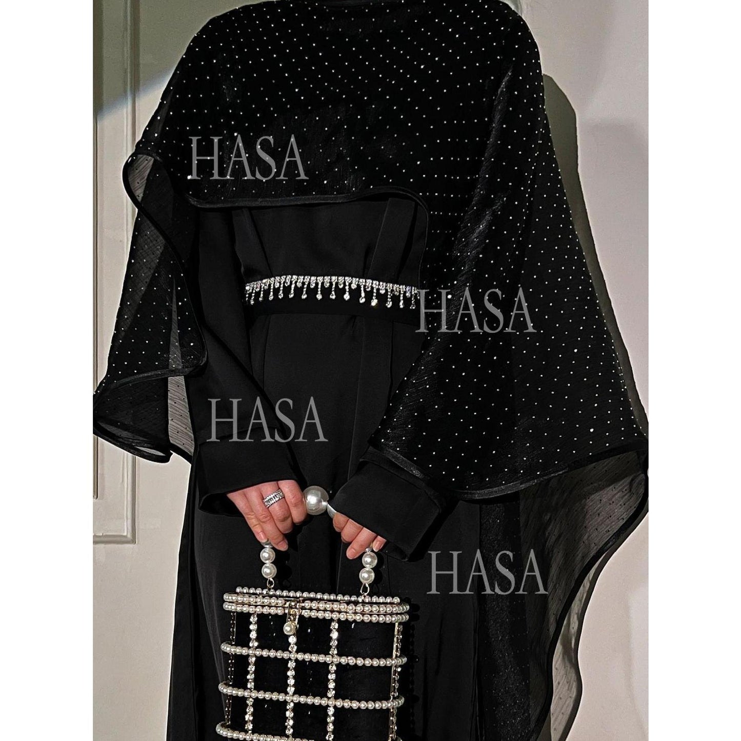 HASA's Series HS6573 Abaya Elegant Cape-style Long Dress
