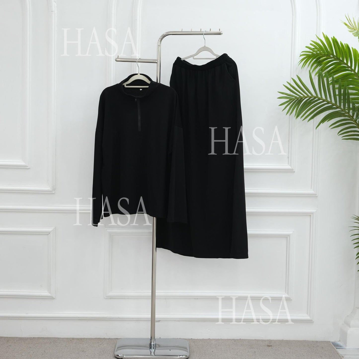 HASA HS6783 Cool Streetwear Maxi Skirt and Loose Top Set
