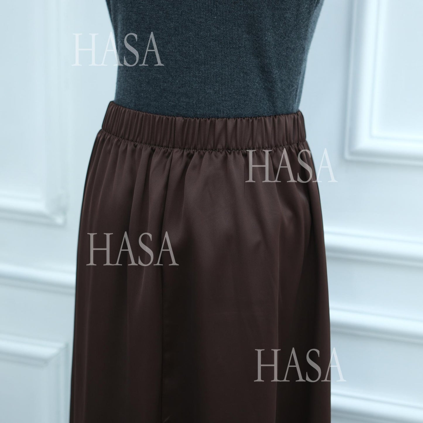 HASA HS6784 Soft Luxury Asymmetric Modest Top with Lace Detail