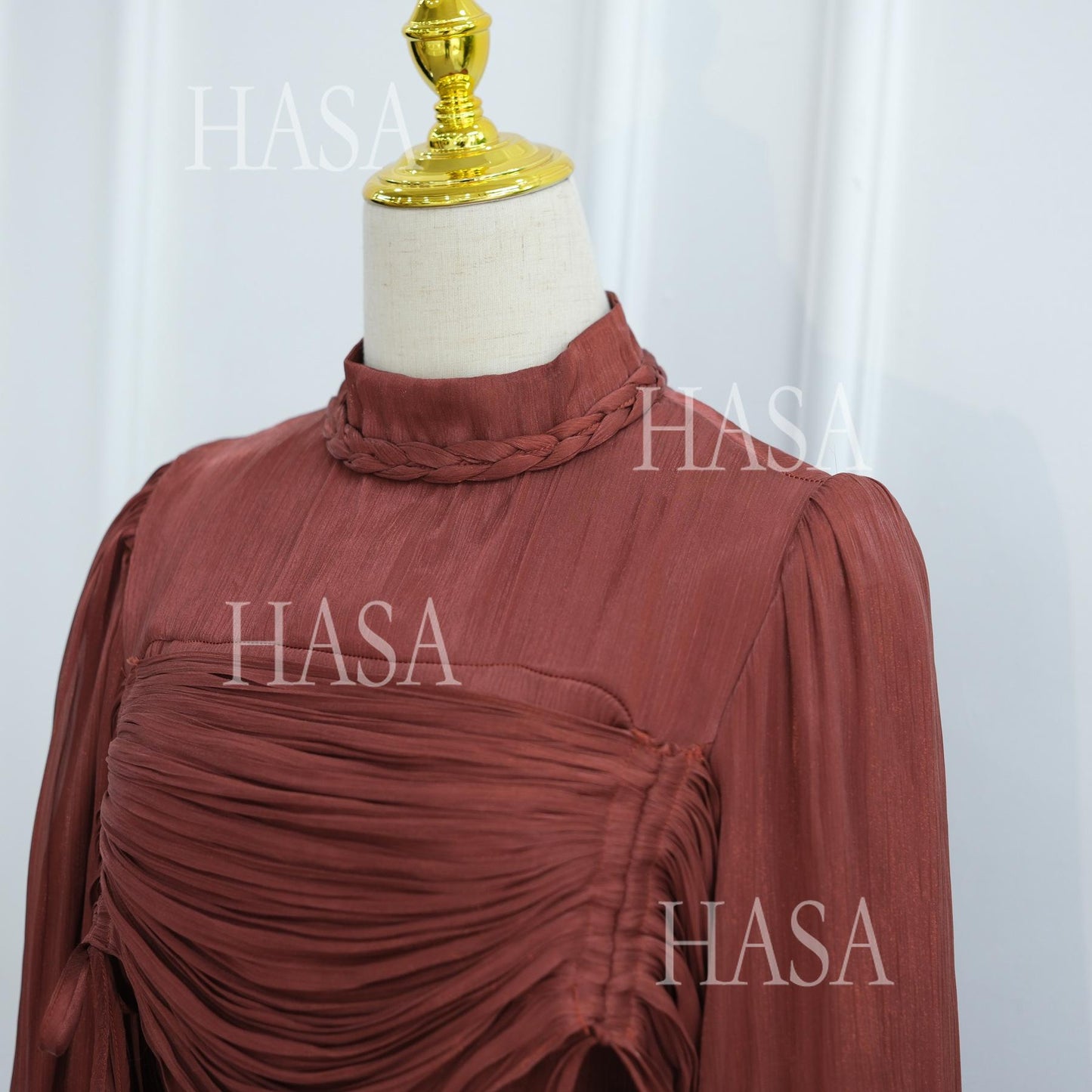 HASA HS6803 Chic Ruched Maxi Dress with Elegant Flow