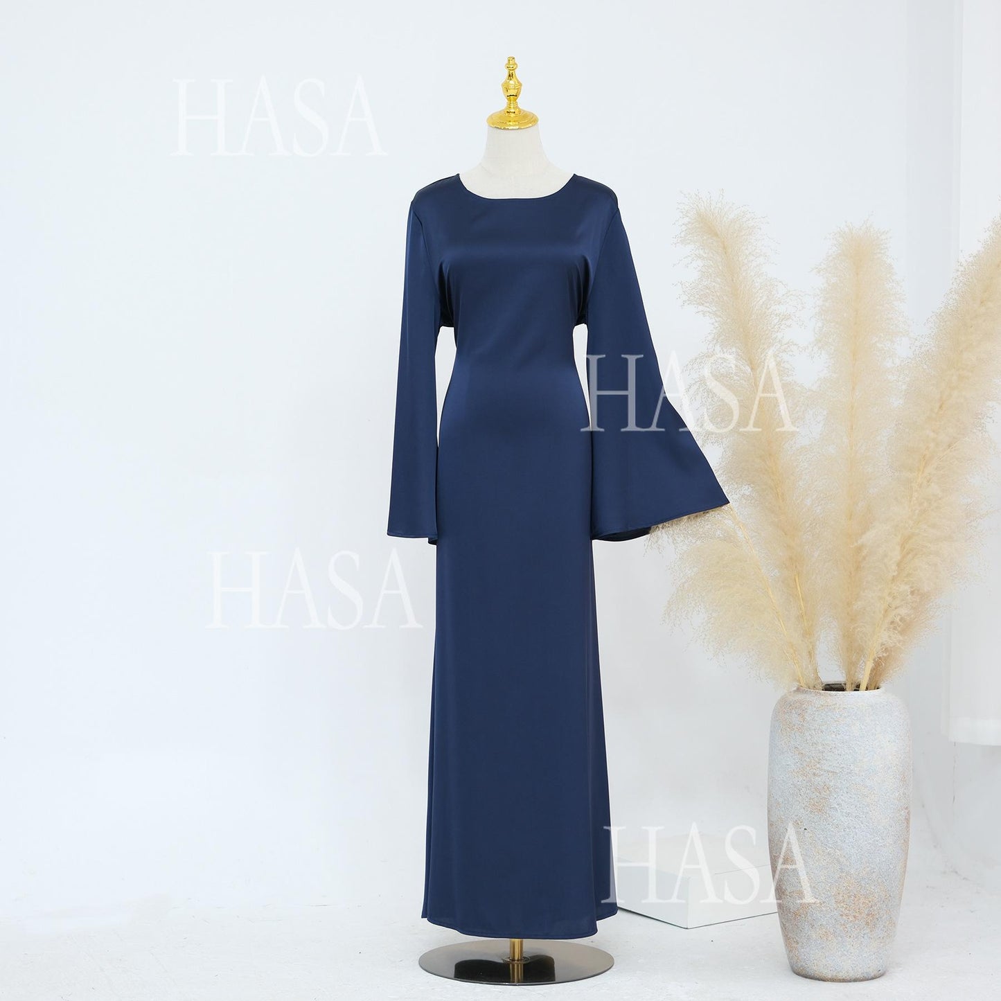 HS5870 Elegant drape two-piece robe dress-Light luxury street style abaya girl