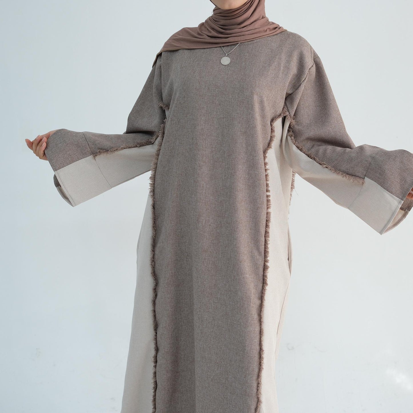 HS5508 Elegant patchwork robe - lightweight and comfortable, showing fashion taste plain casual dress