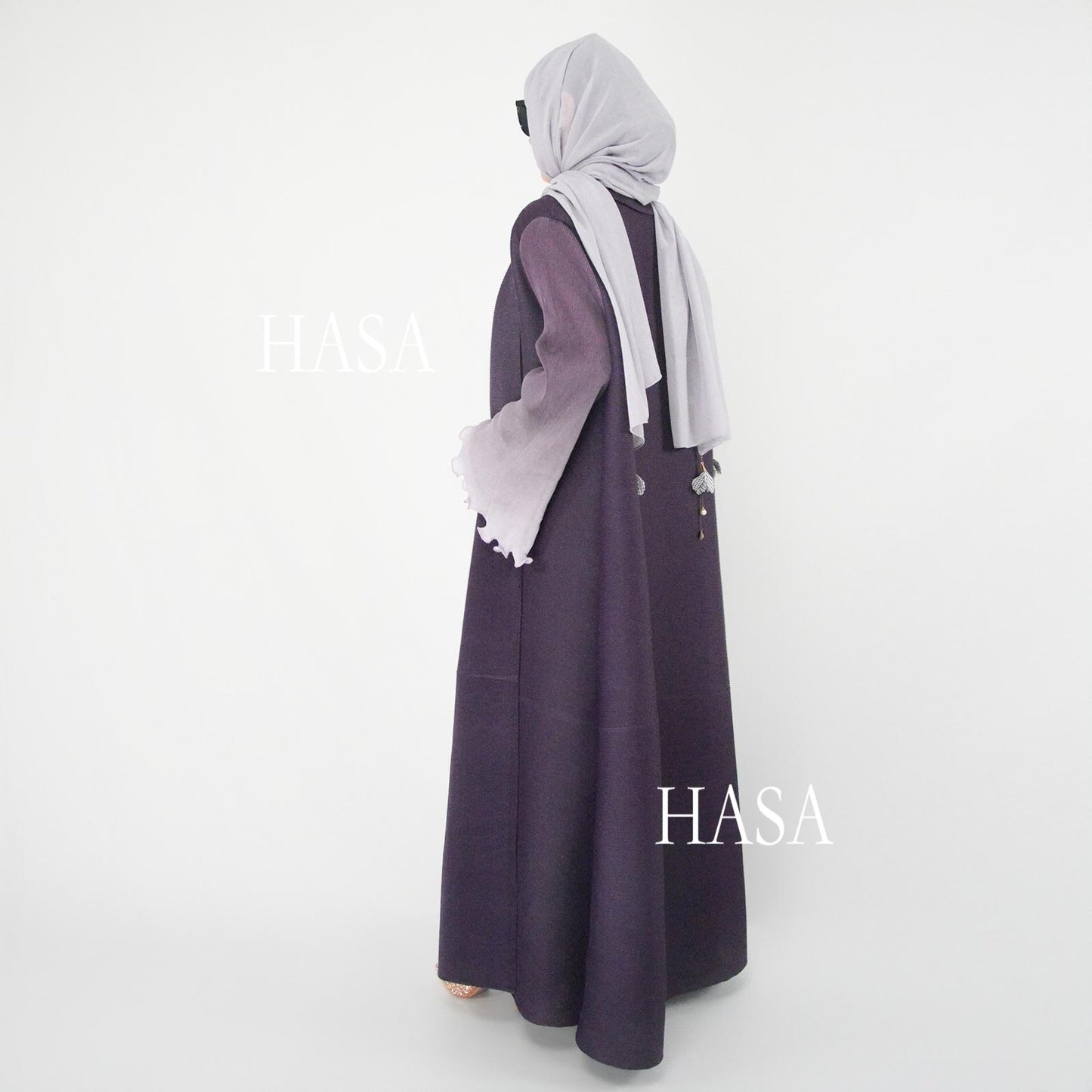 HASA's series HS6360 Summer Ombré Gradient Abaya with Pleats and Fluted Bell Cuffs