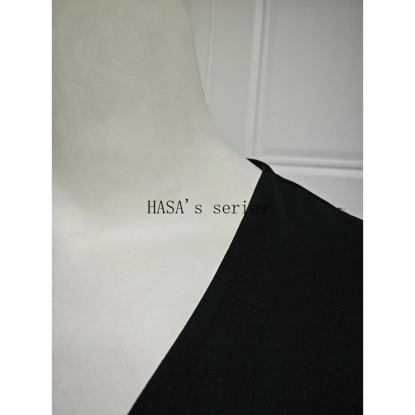 HS5090 Classic black embroidered patchwork robe, designed as a loose, open-front dress.