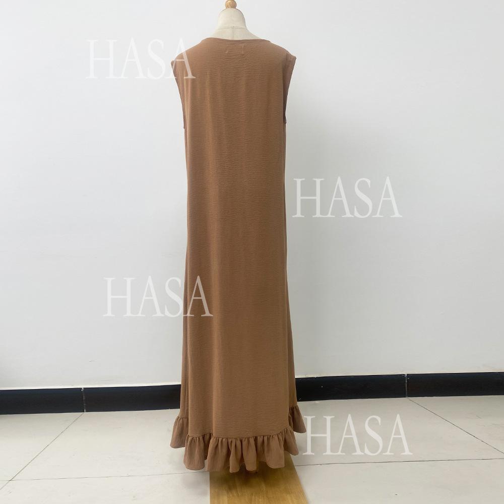 HS5860 Fashionable Imitation Linen Solid Color Robe, Breathable and Comfortable Leading The Trend abaya girl