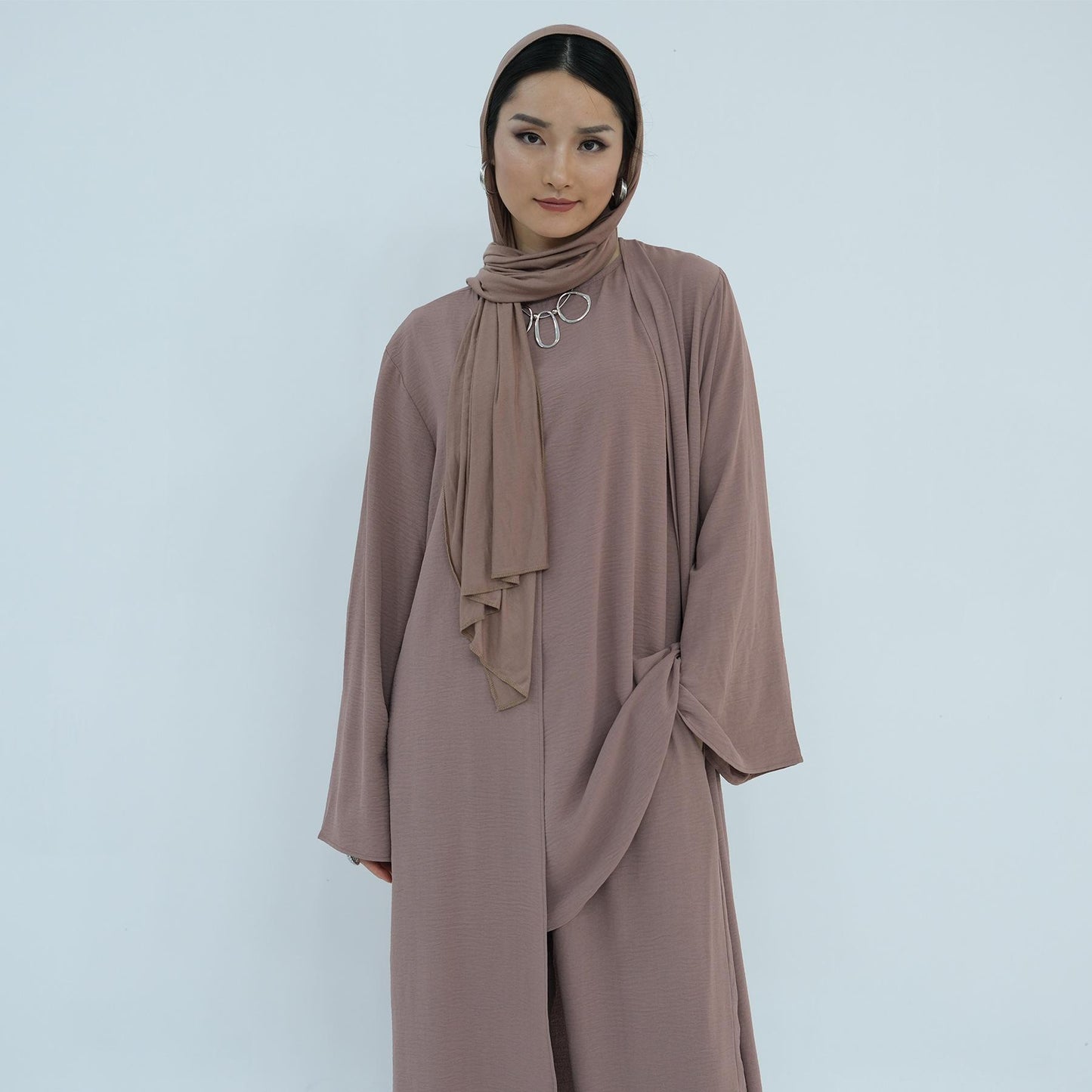 HS5107 Classic Solid Color Three-piece Suit - Loose Long Design Combination