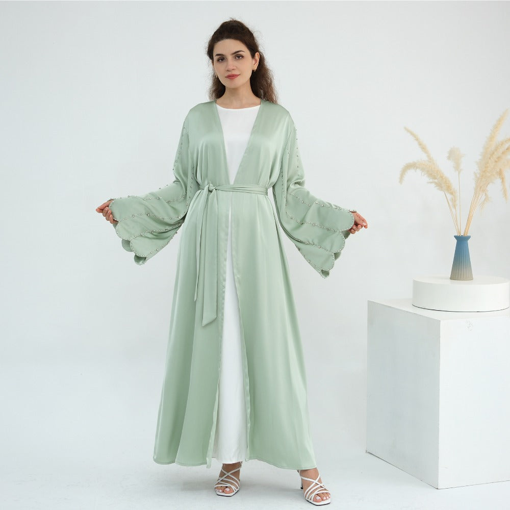 HS6602 Fully hand-beaded long cardigan jacket (headscarf not included)