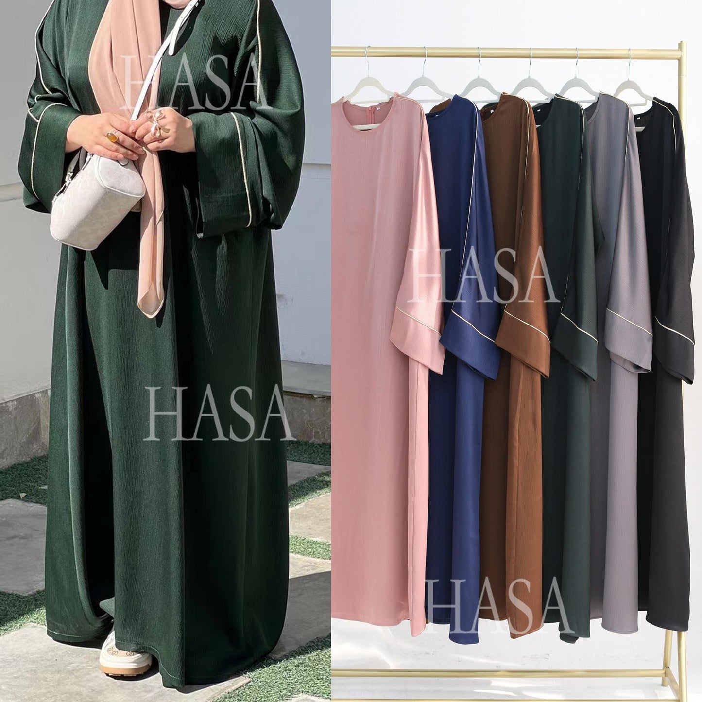 HS5876 Robe with Detailed Design and Gentle Texture for Daily Light Wear abayas