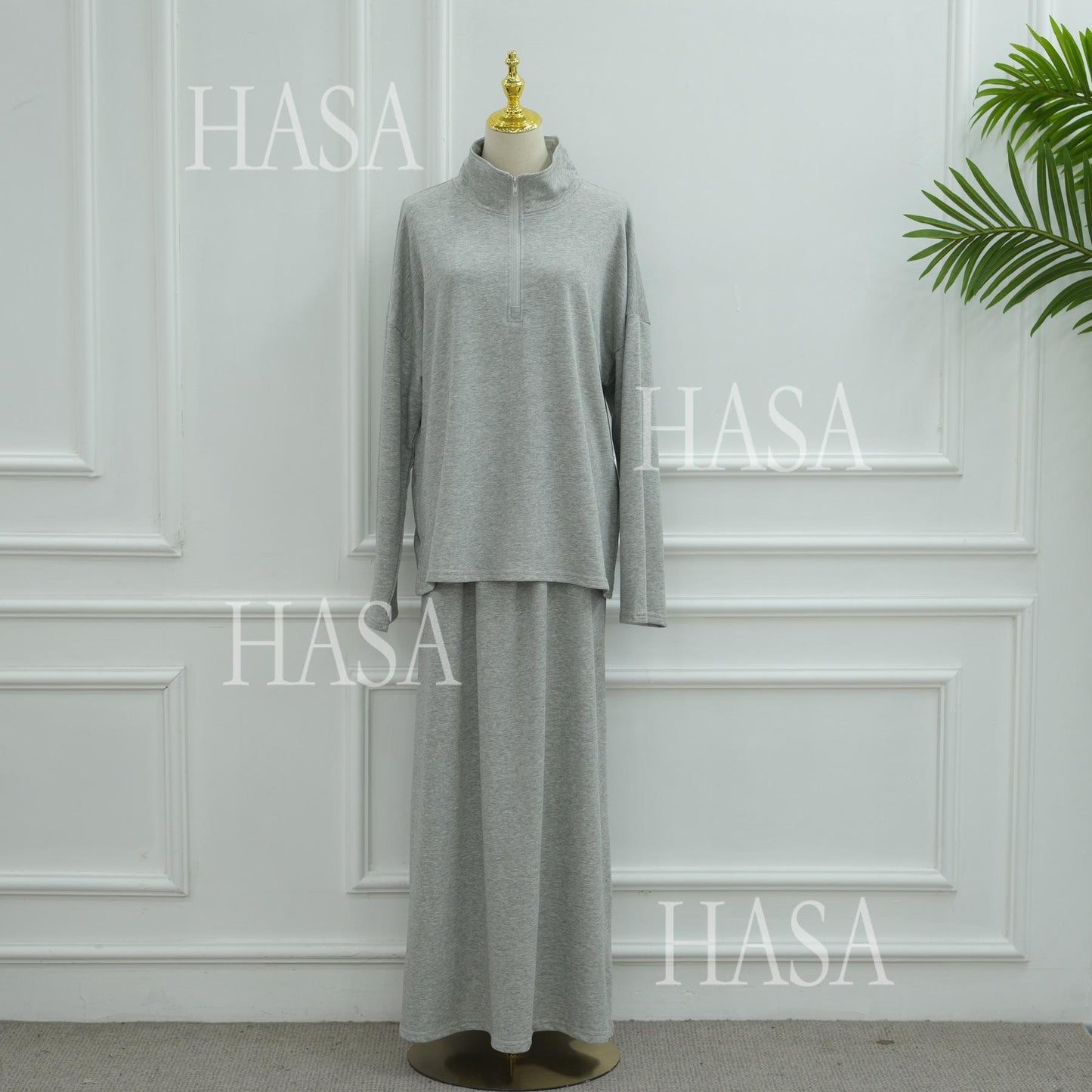HASA HS6783 Cool Streetwear Maxi Skirt and Loose Top Set