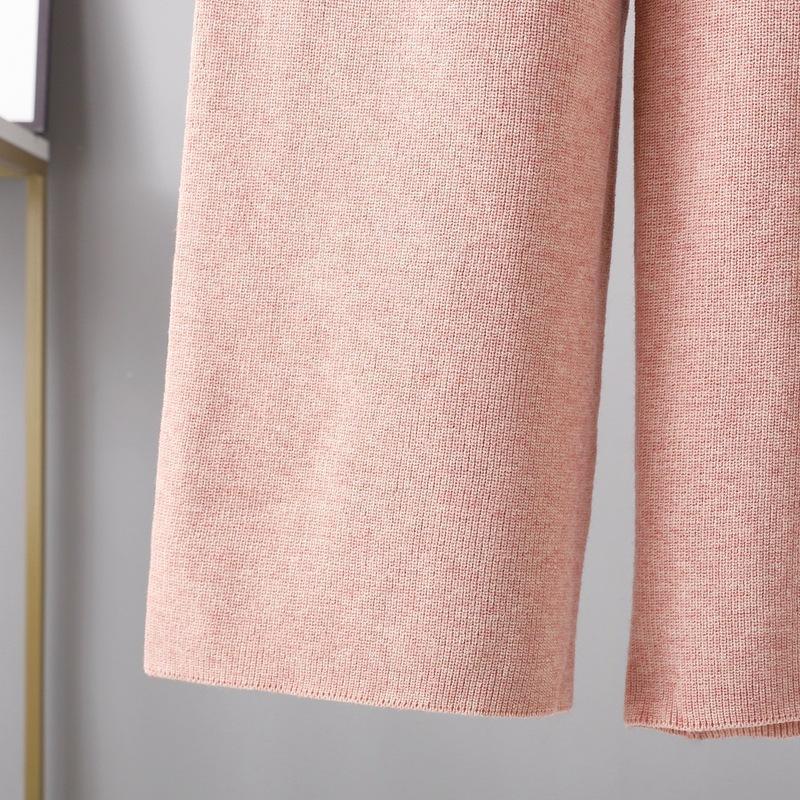 HS0553 Two-Piece Set High-Neck Sweater and Casual Wide-Leg Trousers