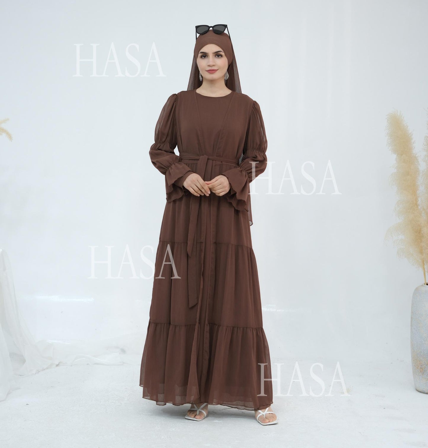 HS5881 Simple Two-piece Suit, A Dress Combination That Combines Comfort and Elegance closed abayas
