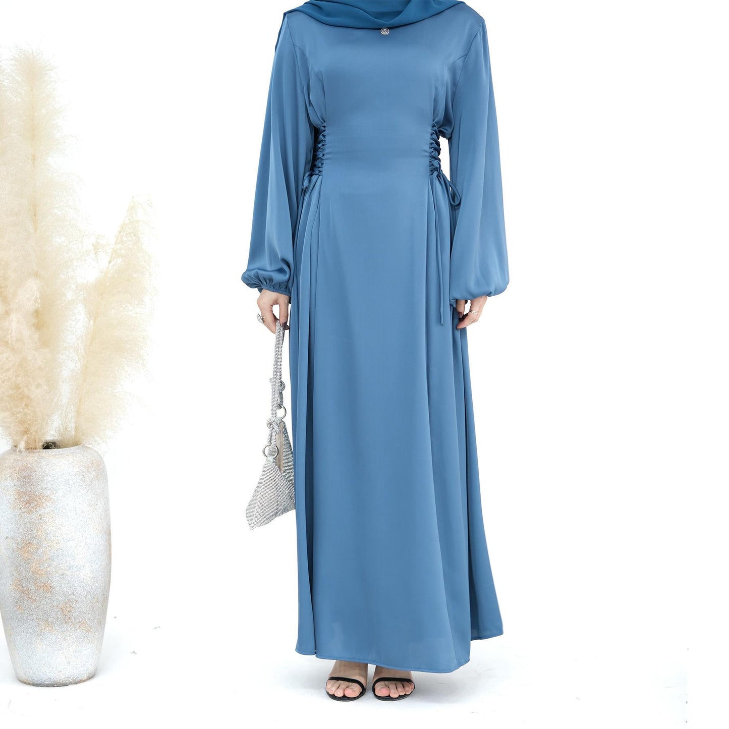 HASASERIES HS0991 Robe élégante à col haut et couleur unie