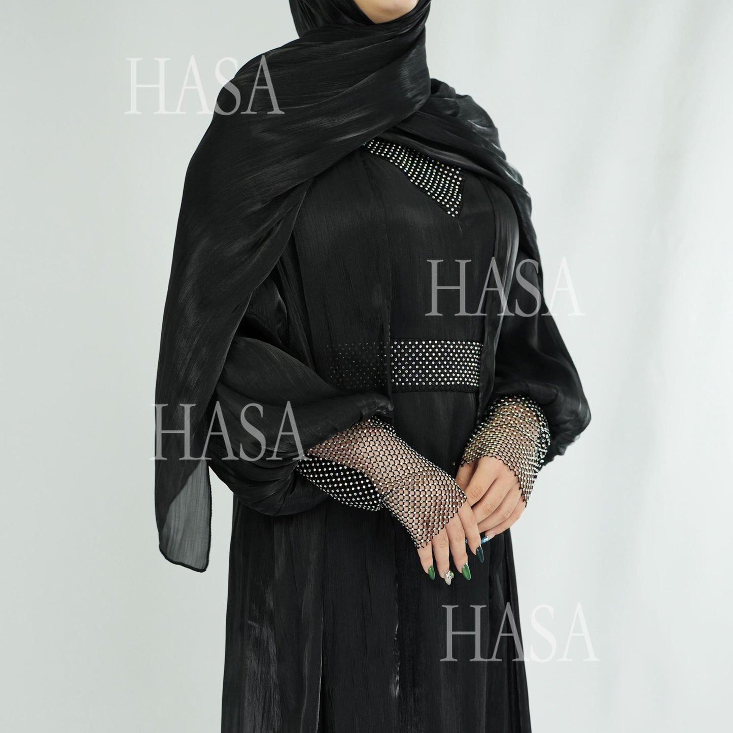 HS6481  Chiffon Robe 4 - Piece Set for Graceful Look