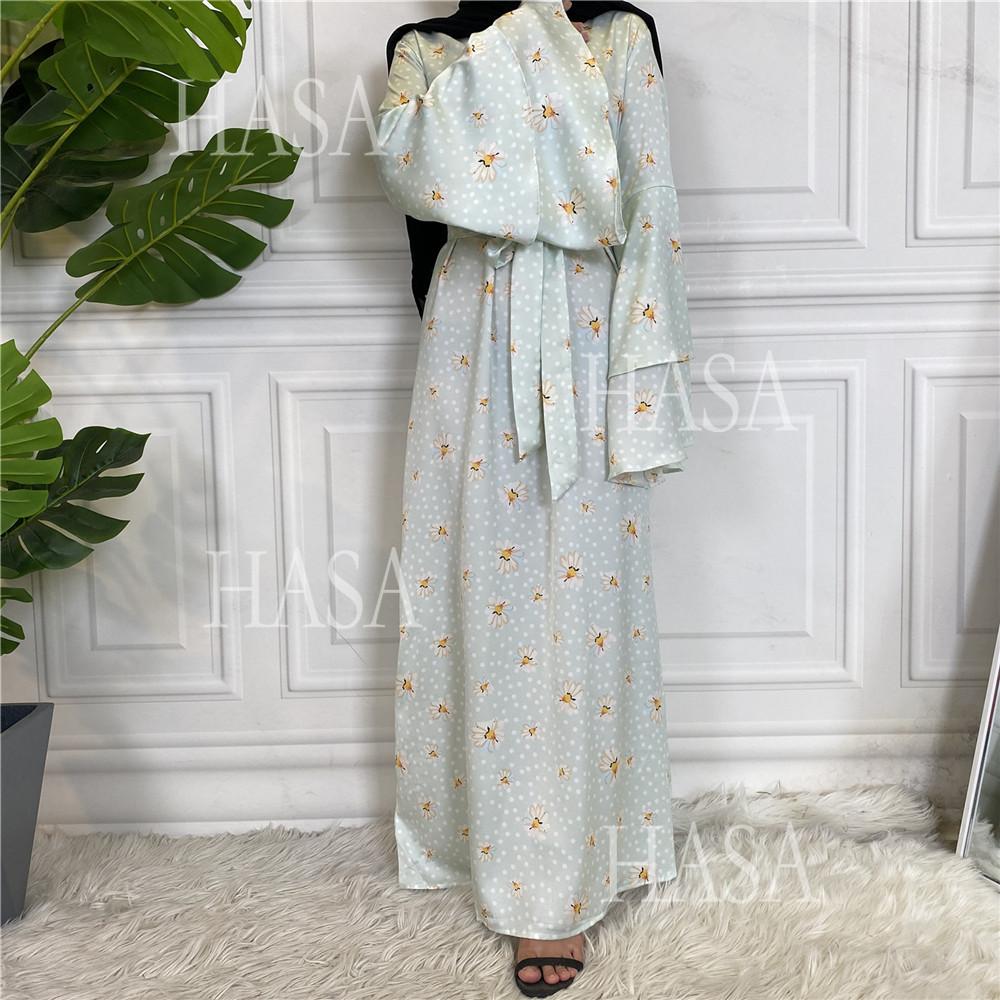 HS6590 Fashionable Printed Loose-fitting Dress with Lace-up Design and Wide Swing
