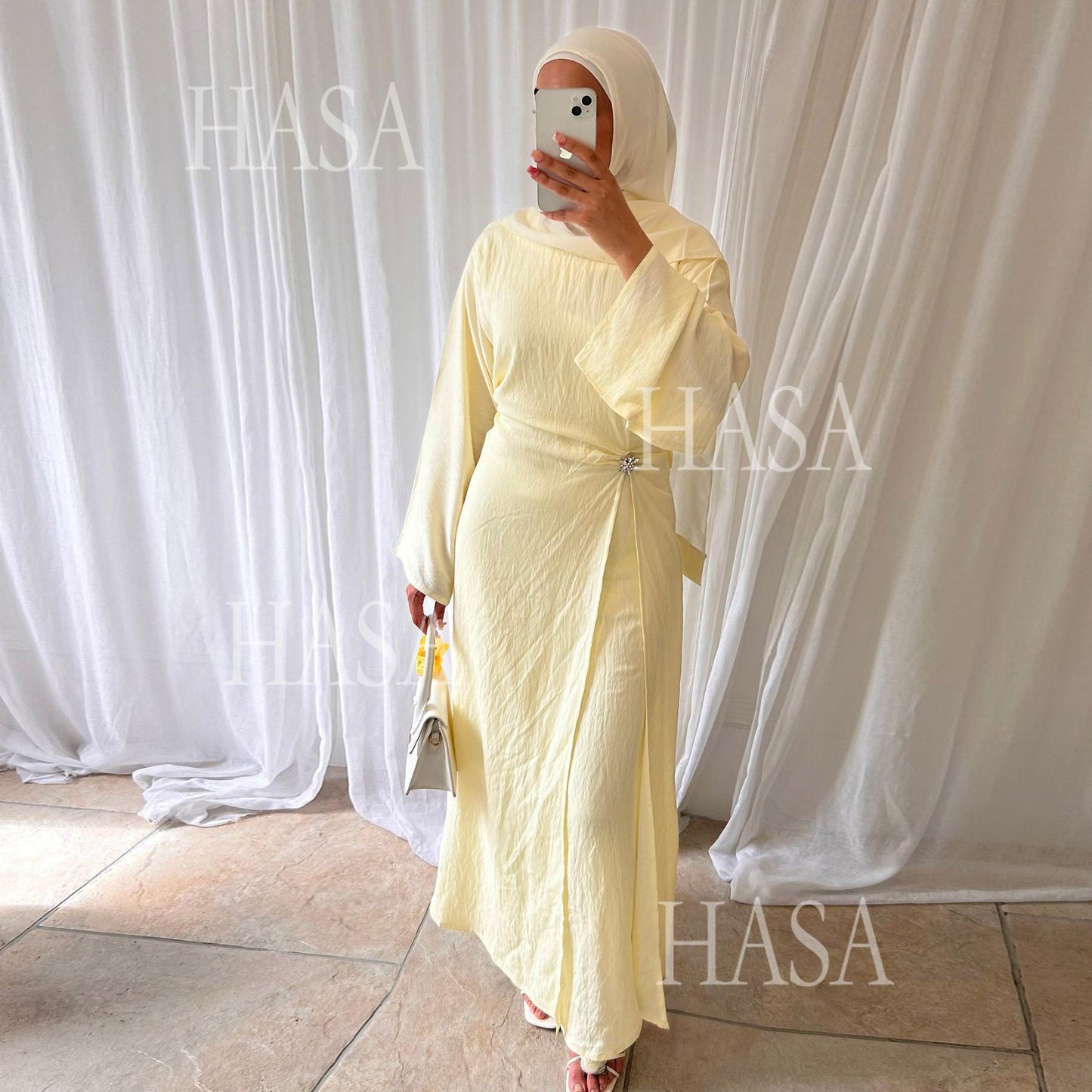 HS6549 Minimalist Abaya with Waist Detail
