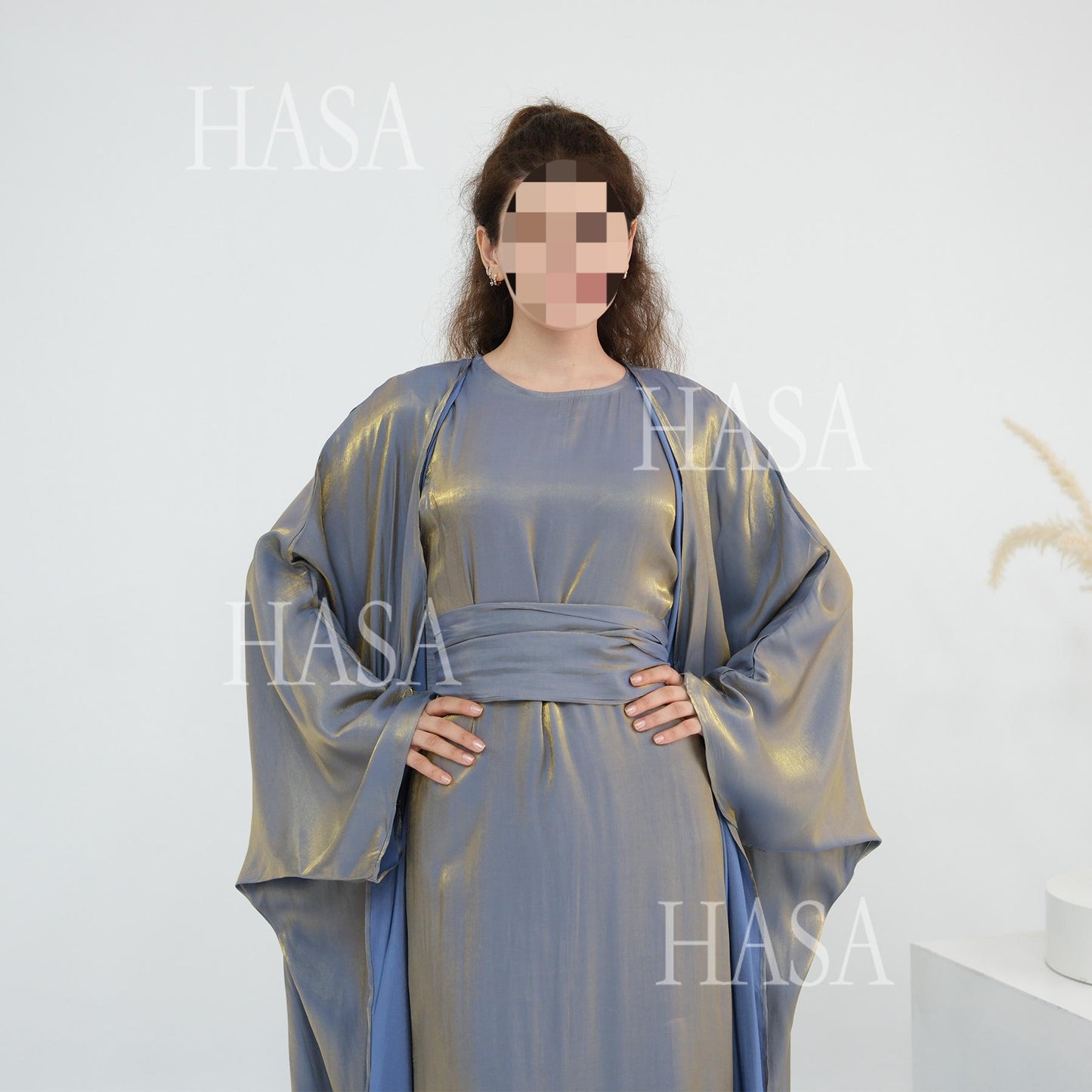 HS6530 Solid color simple two-piece long skirt suit