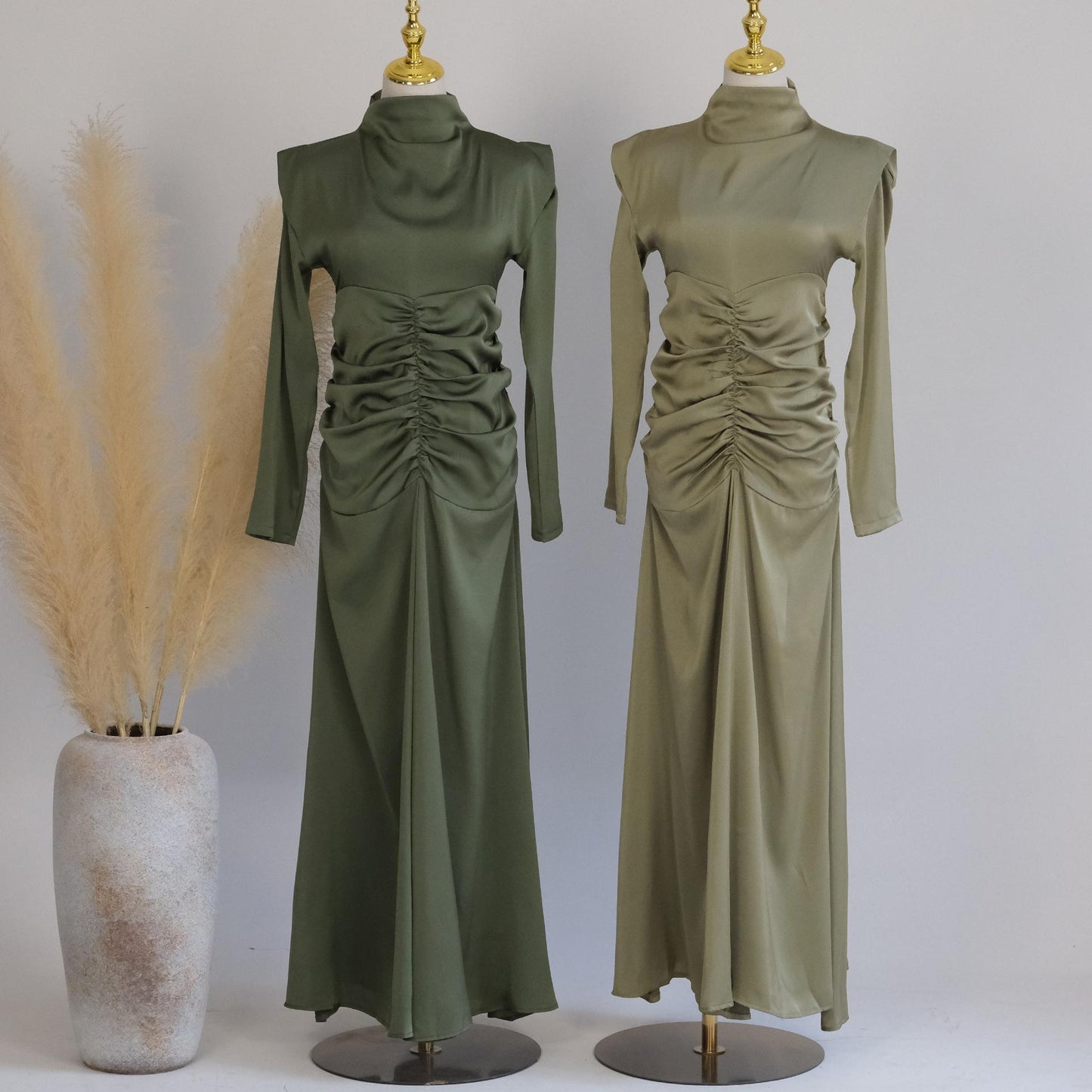 Robe de chambre amincissante à col montant de couleur unie HASASERIES HS1020