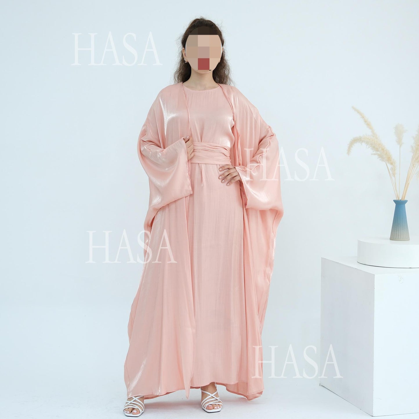 HS6530 Solid color simple two-piece long skirt suit