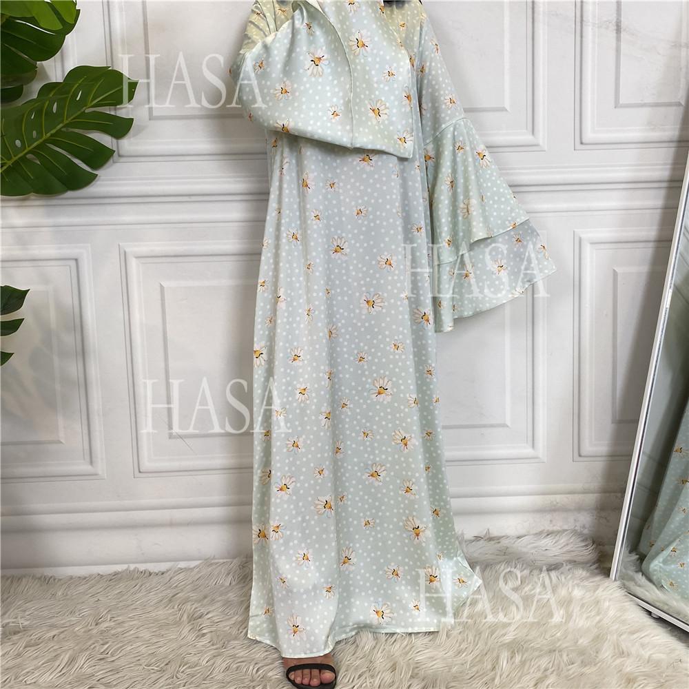 HS6590 Fashionable Printed Loose-fitting Dress with Lace-up Design and Wide Swing