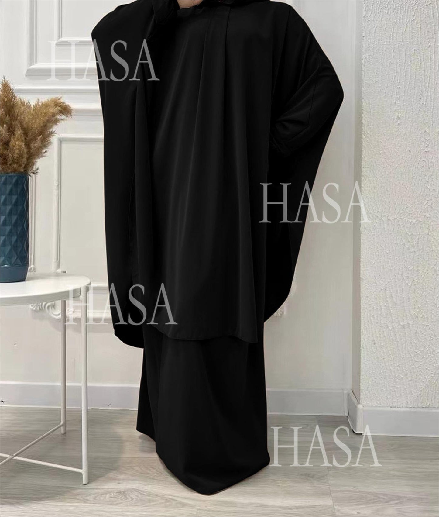 HS6583 Solid Color Long Robe Dress with Wide Swing Design