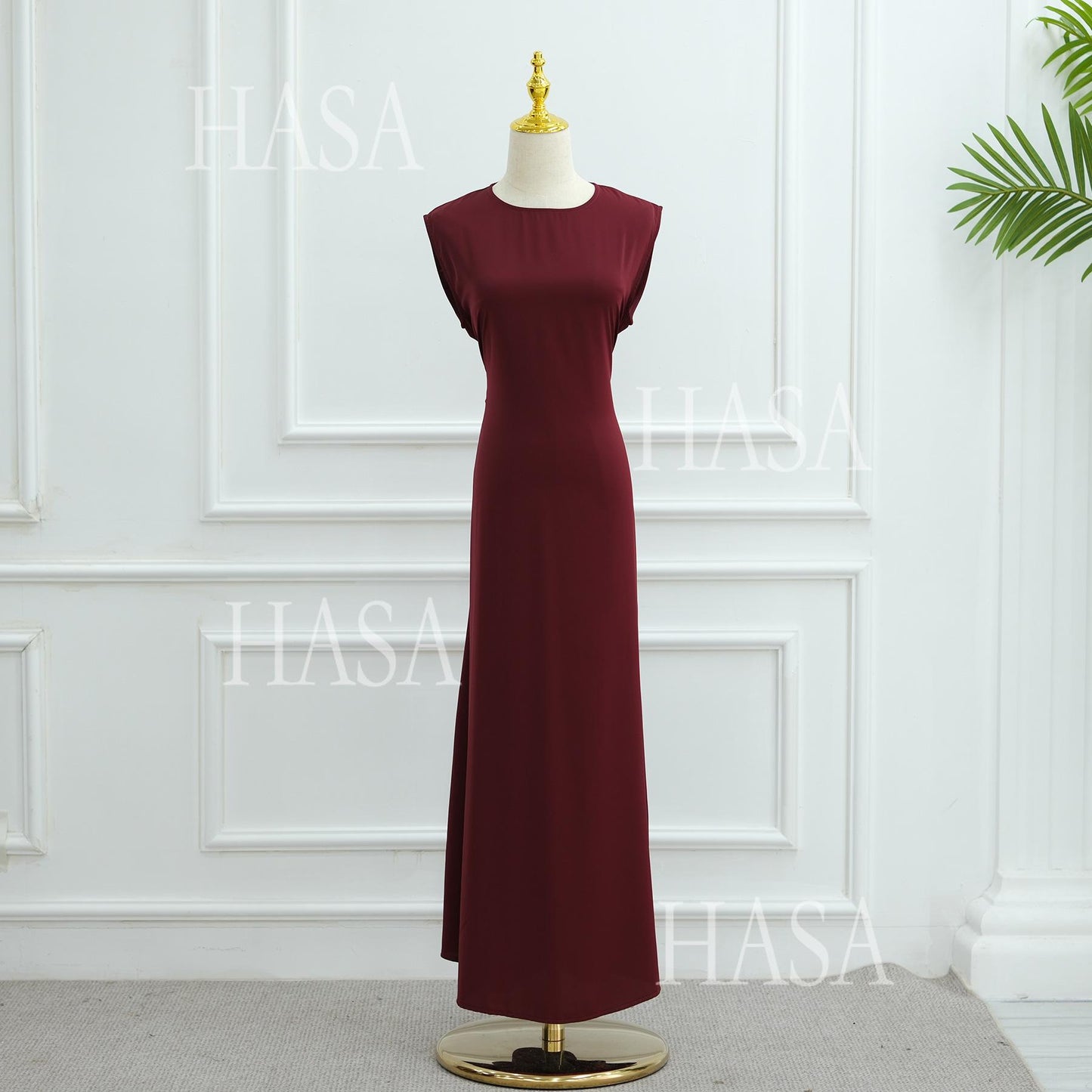 HS6470 Sleeveless Long Dress with Adjustable Back Lacing