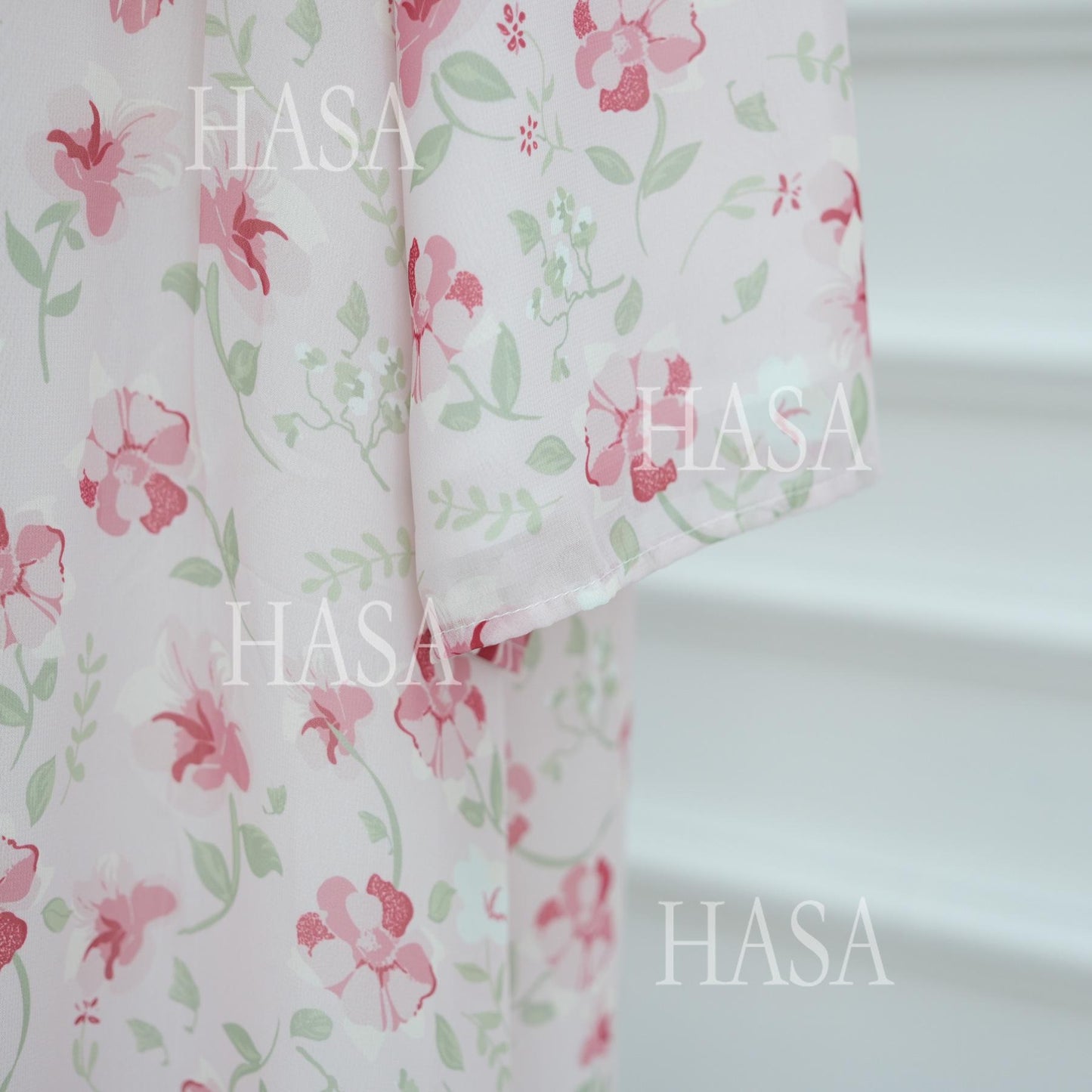 HS6515 Summer Printed Chiffon Jacket and Headscarf Two-Piece Set