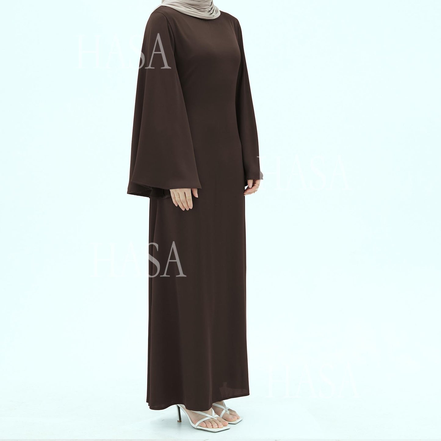 HS6478 Simple Long Dress with Wide Sleeves, One-piece and Smooth Style