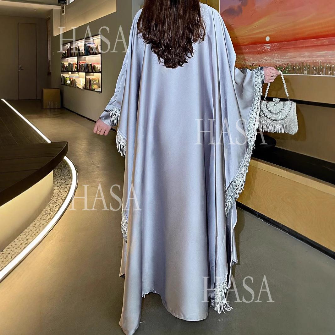 HS6572 Abaya Tassel-Embellished Long Dress Set