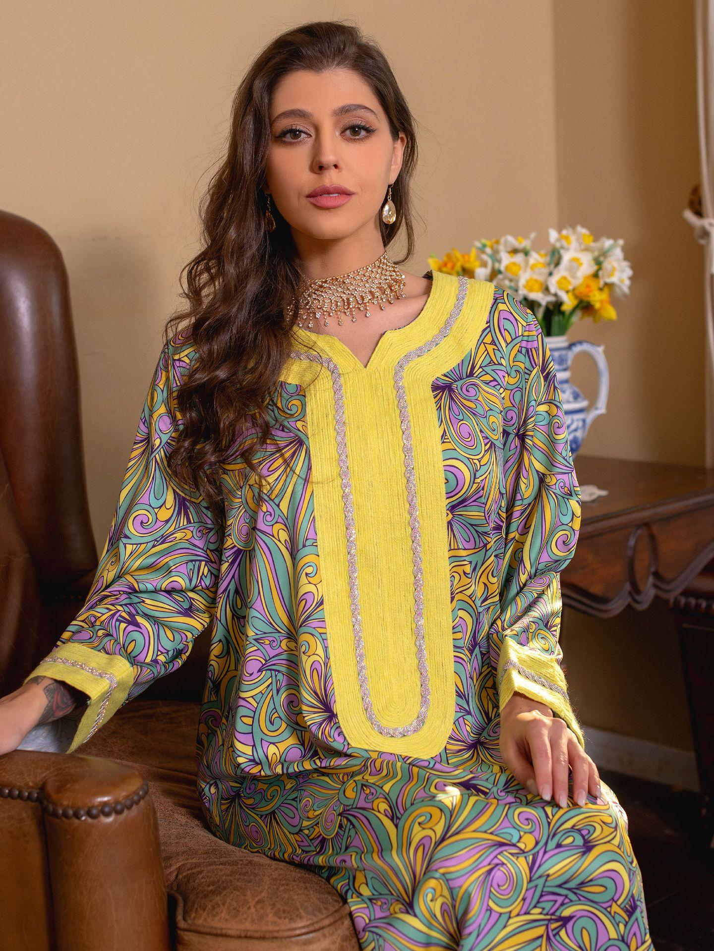 Robe musulmane brodée à diamants chauds HASASERIES HS1074
