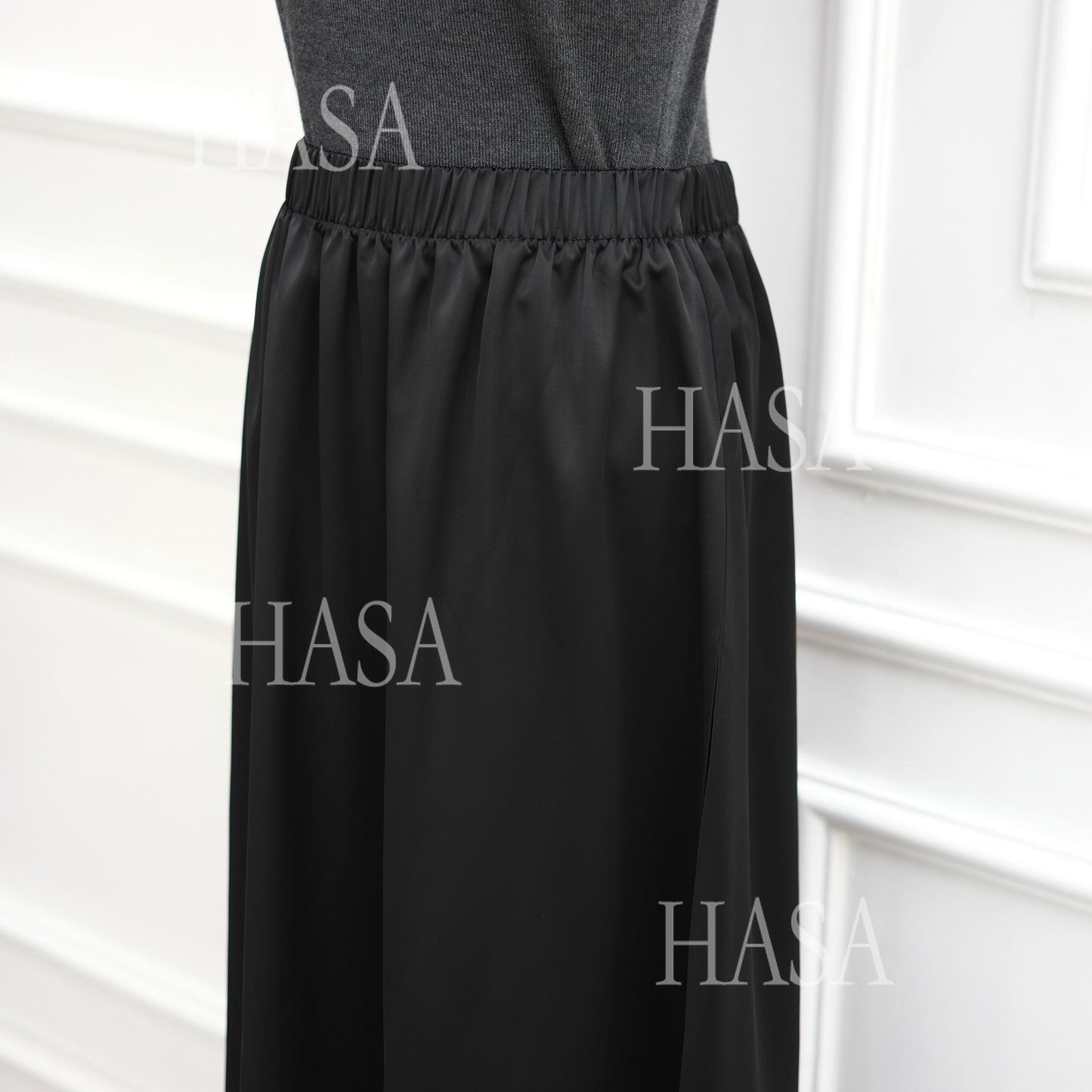 HASA HS6784 Soft Luxury Asymmetric Modest Top with Lace Detail