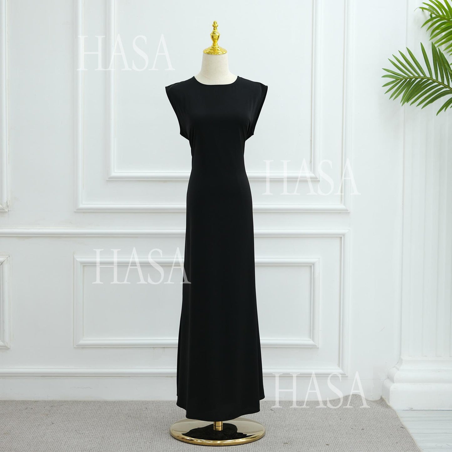 HS6470 Sleeveless Long Dress with Adjustable Back Lacing