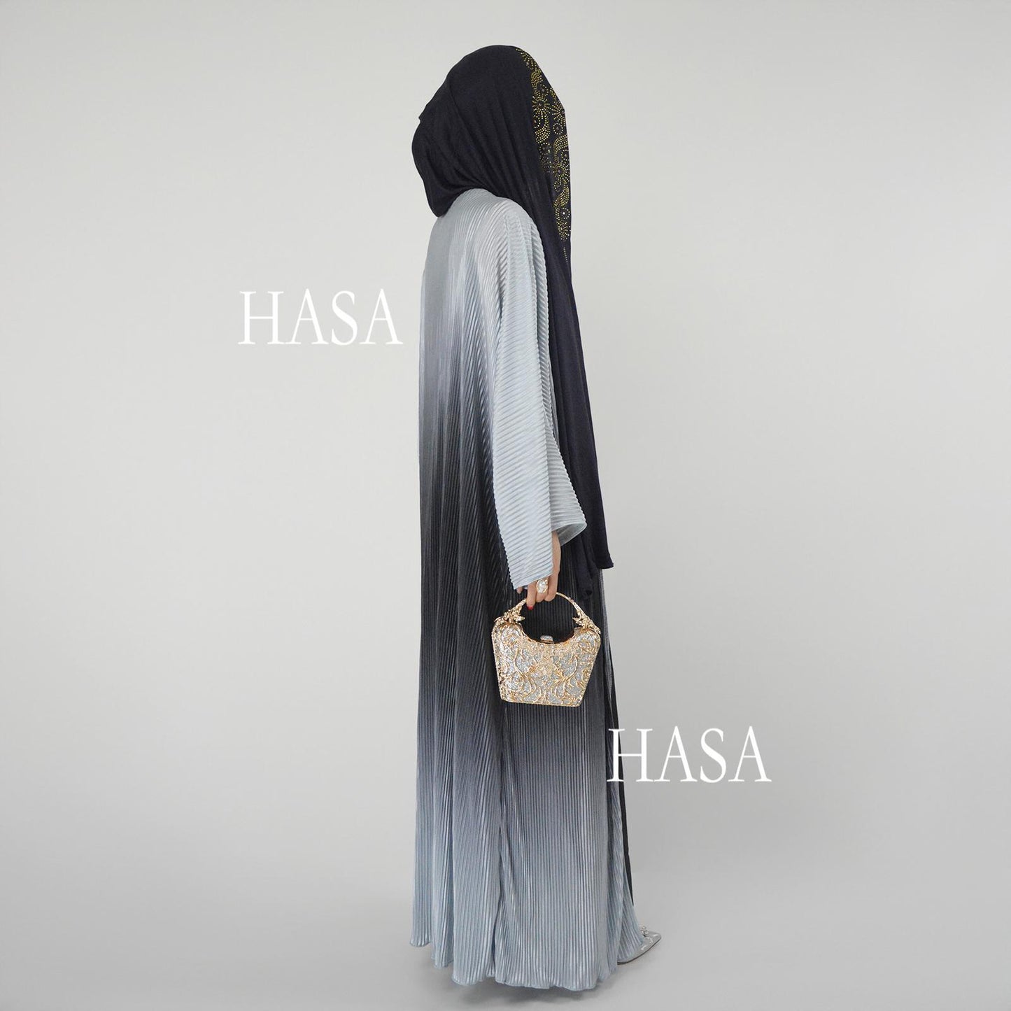 HS6321 Lightweight Ombré Cardigan with Elegant Pleats