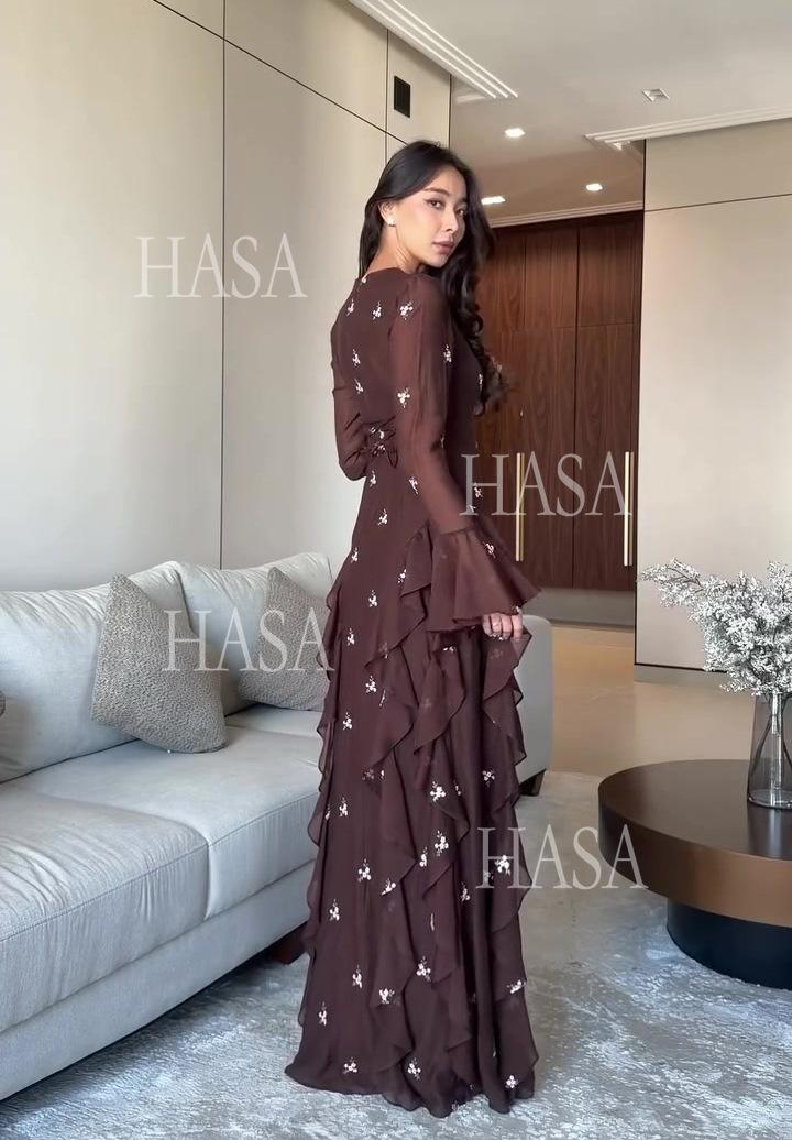 HASA HS6755 Soft Glam Layered Formal Dress