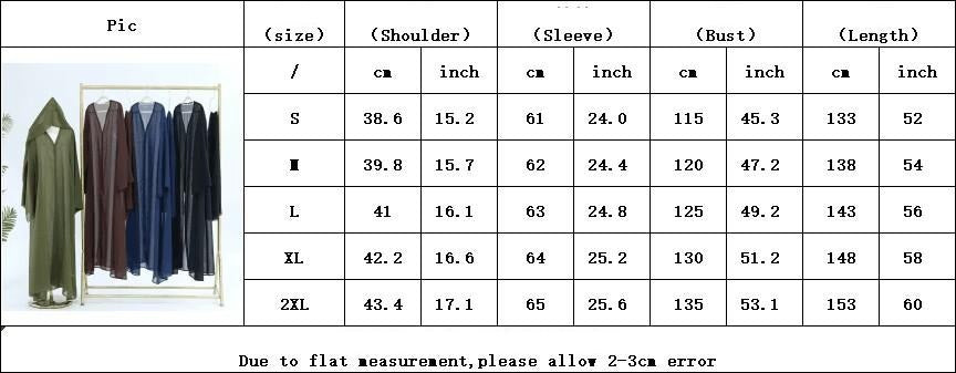 HS6513 Double-layered sleeve chiffon cardigan two-piece robe abaya (headscarf not included)