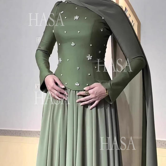 HS6750 Green Satin Maxi Dress for Special Occasions