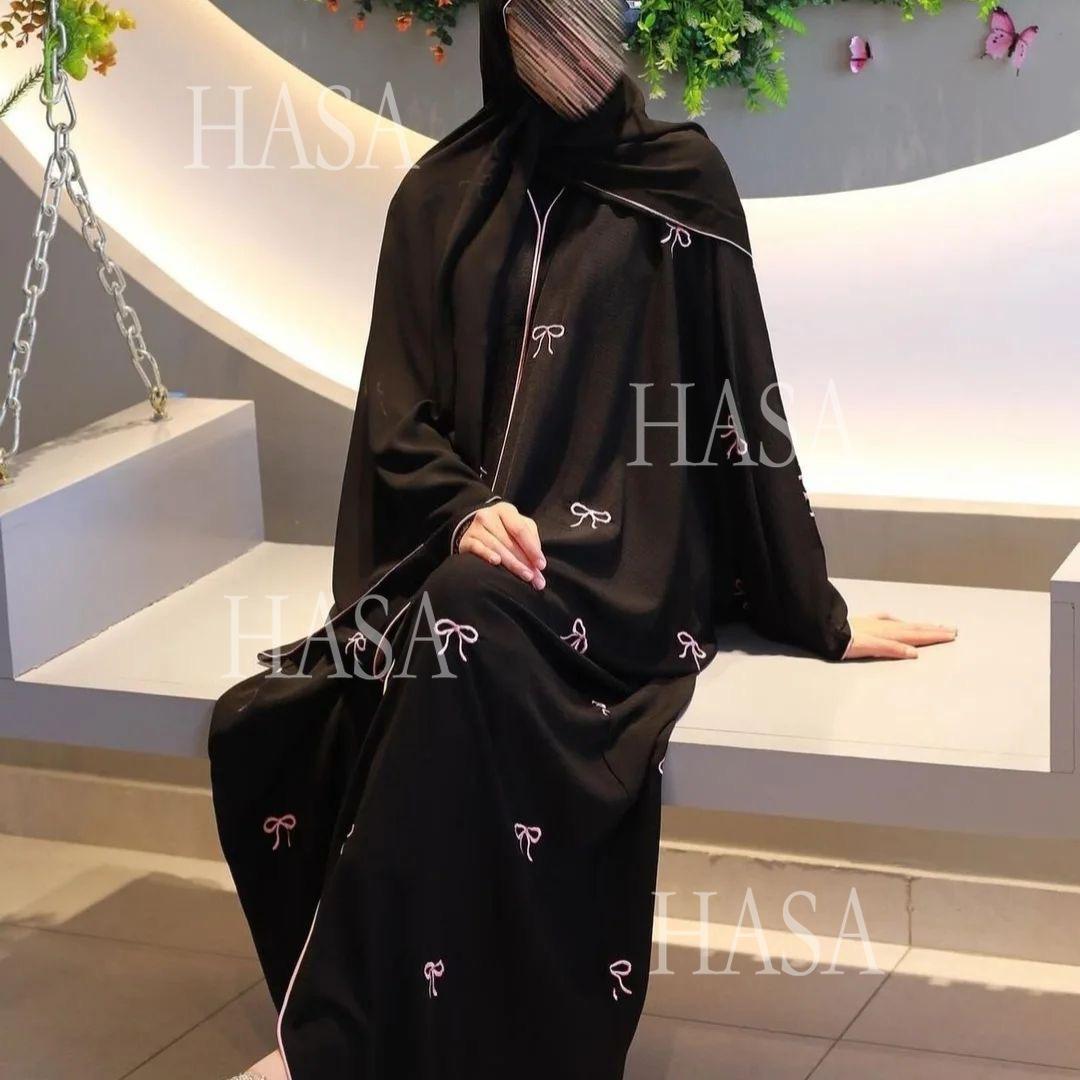 HASA HS6557 Elegant Bow-embroidered Robe with Optional Matching Headscarf