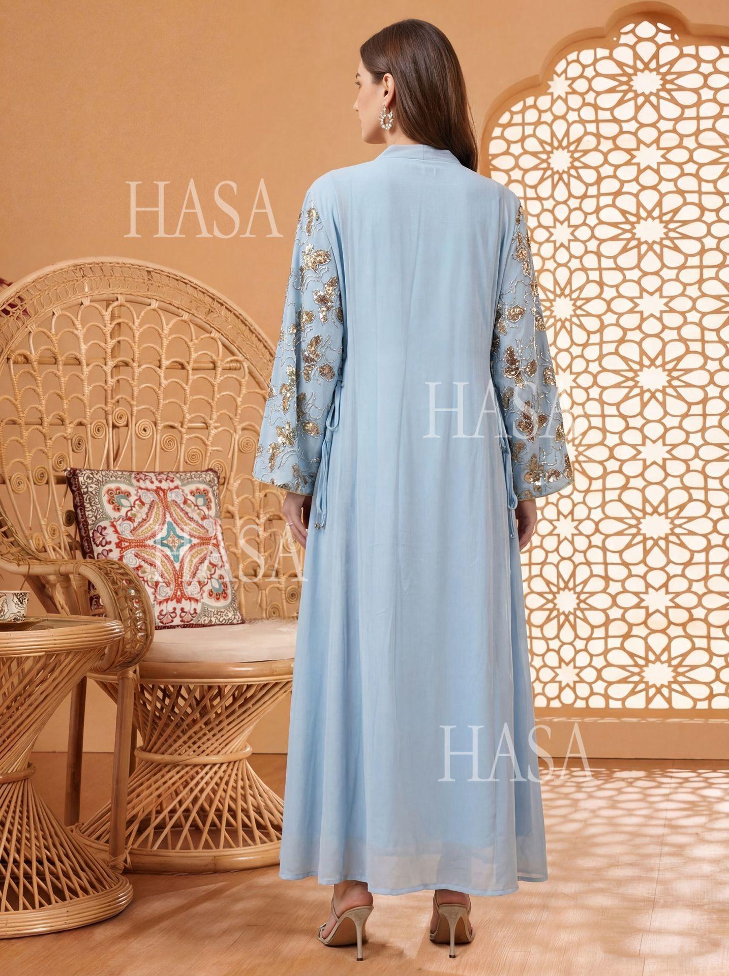 HASA HS6762 Elegant Waist Tie Occasion Abaya