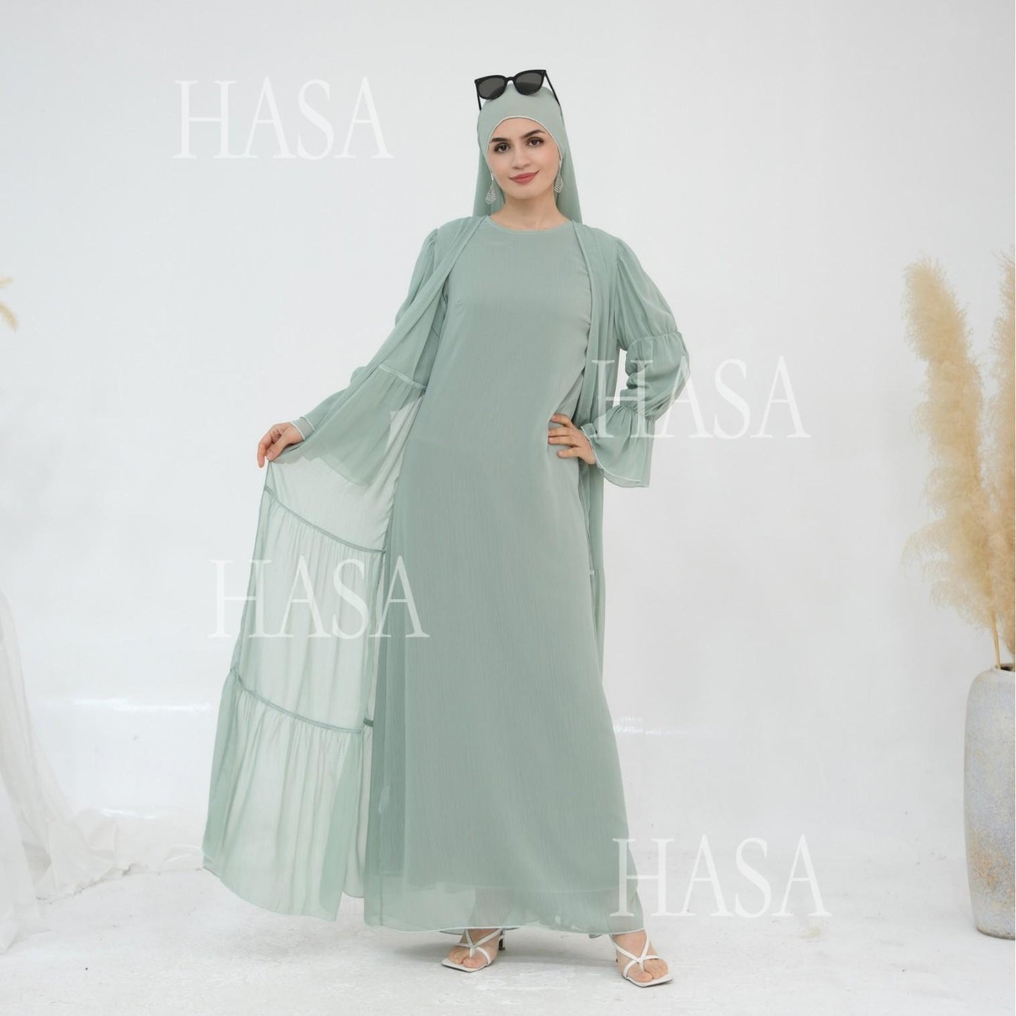 HS5880 Chiffon Texture Layered Design, A Two-way Dress Suitable for Both Daily and Formal Occasions