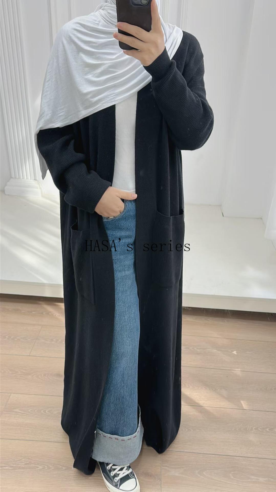 HS5439 Temperament Knitted Cardigan - Autumn and Winter Thick Loose Long Dress long  sleeve