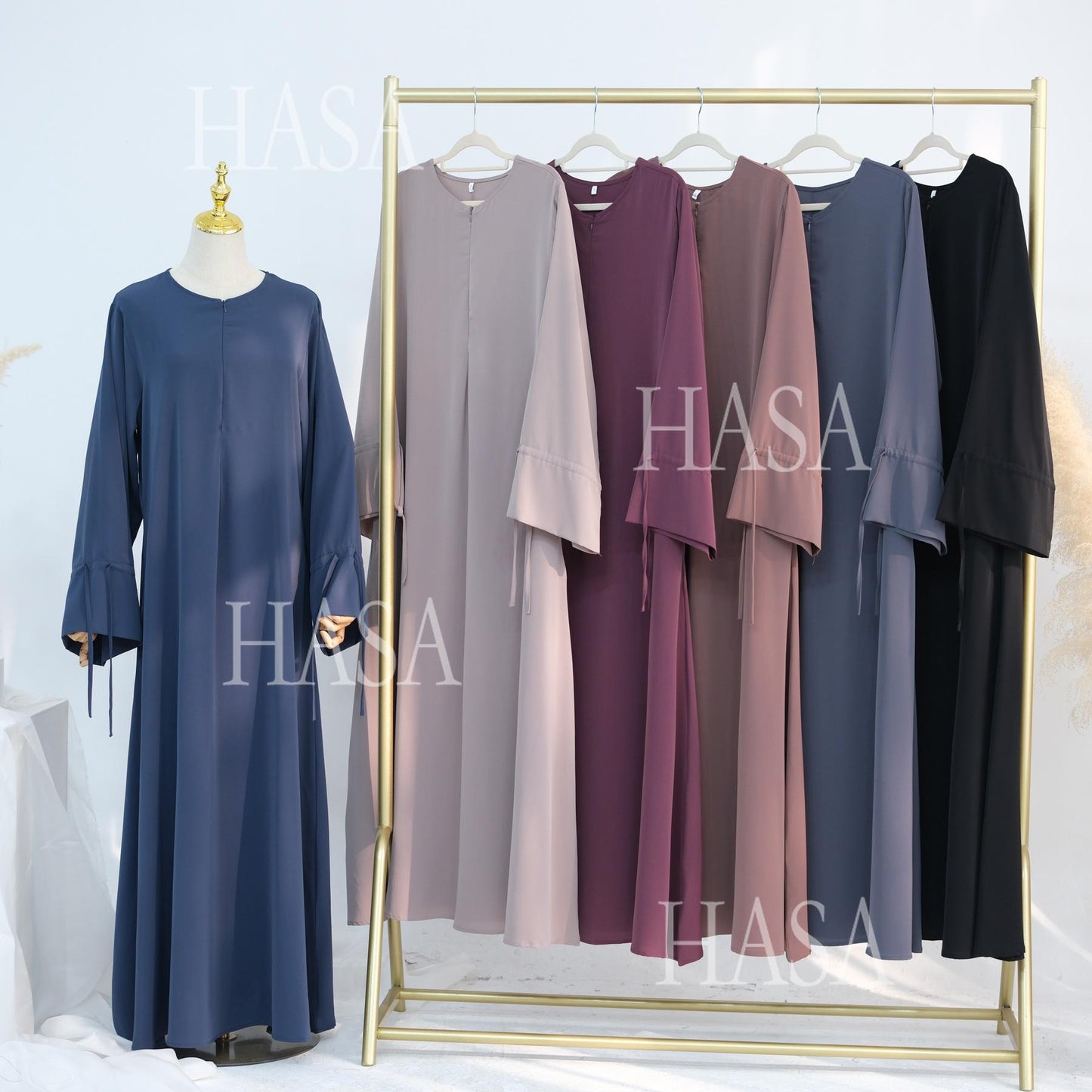HS5861 Solid Color Sleeve Robe (without Headscarf), Elegant Temperament Instantly abaya girl
