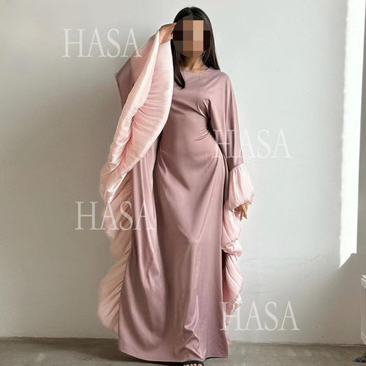 HS6473 Elegant and Graceful Heavy Stitching Lace Sleeve Robe
